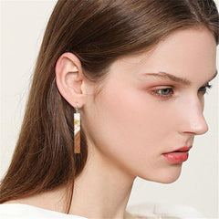 ONLYJUMP Natural Wood Resin Bar Dangle Earrings for Women Boho Earrings Statement Earrings Geometric Bar Wooden Earrings