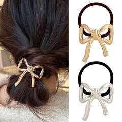 Metal Gold Hair Tie for Women Fashion Gold Silver Ponytail Holder for Thick Glossy Gold Hair Ties for Curly Long Geometric Ellipse Elastic Ponytail Cuffs Elegant Hair Accessories for Styling 2Pcs