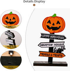 Halloween Decorations Set - Wooden Pumpkin Letters, Tree Ghost Stand, Pumpkin Magic Hat Door Hanger and Pendant Ornaments for Spooky Parties (Halloween-Oriented Wooden Ornament Spooky)