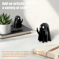 Funny Ghost Toilet Bolt Covers Decorative Toilet Screw Cover Caps, Toilet Caps for Bottom of Toilet, Halloween Cute Toilet Bowl Bolt Covers for Bathroom Decor, Cute Halloween Decor,2-Pack (Black)