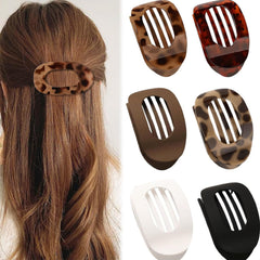 Oval-Shaped Flat Claw for Women-Strong Hold Lay Down Claw Clamps Hair Barrettes Alligator Clip-Flat Clips-Simple Elegant Duckbill Hair Clip for Thick Thin Hair (6Pcs Style A)
