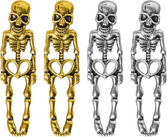 Halloween Skull Earrings with Heart Cutout - Punk Gothic Jewelry for Women Men, Alloy Electroplated Goth Ear Accessories, Lightweight 5g, 4cm Length, Hypoallergenic (Silver/Gold)