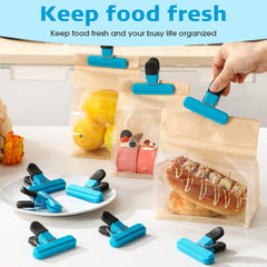 20 Pcs chip Bag Clips Plastic Food Bag Clips with Heavy Duty, Heavy Seal Grip Food Clip for Snack Storage Home Office School 3.07 x2.56 x 1.46 inch(Blue)