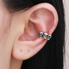 Skull Halloween Earrings for Women,Skull Skeleton Ear Cuffs Punk Non-piercing Cartilage Earring Clip on Earrings for Men Gothic Halloween Jewelry Costume Accessories
