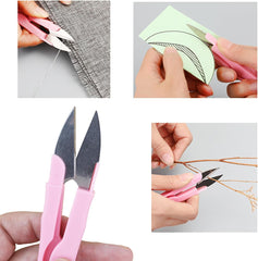 3 Pcs Portable U Shape Sewing Scissors - Embroidery, Cross-Stitch, Craft Thread Cutter Needlework Scissors (3)