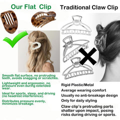 Oval-Shaped Flat Claw for Women-Strong Hold Lay Down Claw Clamps Hair Barrettes Alligator Clip-Flat Clips-Simple Elegant Duckbill Hair Clip for Thick Thin Hair (6Pcs Style A)