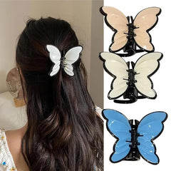 3 Pcs Butterfly Hair Claw, Fairy Acrylic Butterfly Shark Clips Strong Hold Non-Slip Claw Clips Hair Accessories for Thick Thin Hair Barrettes for Women(3 Colors)