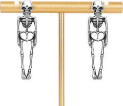 FULLIVE Halloween Earrings, Funny Skeleton Stud Dangle Skull Earrings, Hypoallergenic Halloween Accessories for Women Skeleton Jewelry