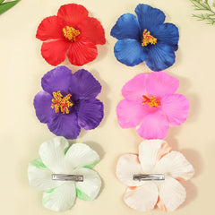 9pcs/set Hawaiian Hibiscus Flower Hair Clips Multicolor Tropical Hairpins Summer Beach Hair Accessories