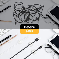 Silicone cable management holders, Adhesive Cable Management Cord Organiser, Cable Clips Holders for desk, power cable, headphone cable, TV cable, Home office (8 White)