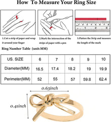 Bow Rings for Women Dainty Gold Rings Stackable Christmas Bow Ring Trendy Jewelry Gifts for Her Cute Fashion Ring for Women Adjustable Minimalist Holiday Jewelry