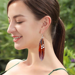 Feather Earrings Women vintage bohemian long drop
