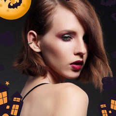 Skull Halloween Earrings for Women,Skull Skeleton Ear Cuffs Punk Non-piercing Cartilage Earring Clip on Earrings for Men Gothic Halloween Jewelry Costume Accessories