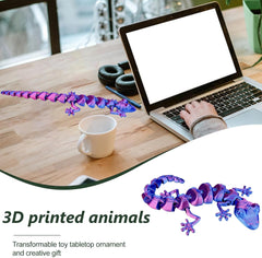 3D Printed Gecko Animals Toys - Flexible Fidget Lizard Toys for Adults, Home Office Decor, Stocking Stuffers Bulk, Birthday Party Halloween
