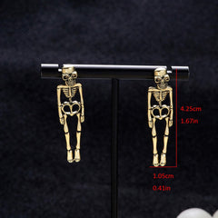 Vintage Skeleton Stud Dangle Drop Earrings for Women Men Gothic Halloween Skull Hypoallergenic Earrings Punk Piercing Studs Personalized Statement Jewelry Gifts