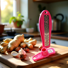 Multifunction Ginger Grater Tool Mini Grater Nutmeg Grinder Garlic Grater, Kitchen Manual Fruit Vegetable Nuts Chopper Grinder Tools (Rose Red)