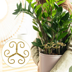 Climbing Houseplant Stem Supports, Plastic Plant Stem Holders, Reusable Flower Plant Growth Stakes Trellis Stem Growth Accessories for Garden Balcony- Gold