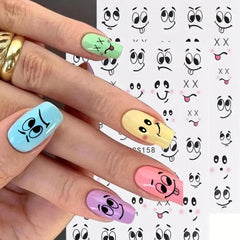3D Nail Art Stickers Small Expressions Nail Decals Self-Adhesive Nail Stickers Cartoon Funny Emoticons Nail Art Supplies Cute Manicure Accessories for Women DIY Acrylic Nails Decorations 6 Sheets
