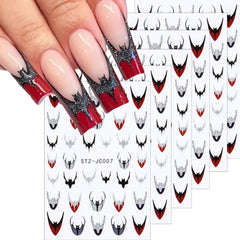 6 Sheets Halloween Nail Art Stickers Decals Cute Orange Flowers Ghost Black Cats Nail Stickers Horror Blood Eyeball Nail Design Adhesive Sliders Halloween Nail Art Supplies for Women DIY Manicure