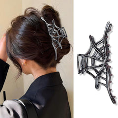 Halloween Spider Hair Clips for Women Girls, Silver Gothic Metal Hair Claw Clips With Faux Pearl Tassel - Halloween Hair Accessories Y2K Styling