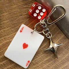 Angyape Cool Y2K Keychain Dice Star Keychain Bag Charms Purse Charms for Handbags Car Keys Accessories Gifts for Women Men