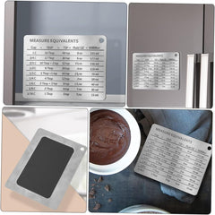 Unomor Reusable Magnetic Kitchen Conversion Chart Stainless Steel Measuring Cup Spoon Equivalent Guide Ounces Cups Tablespoons and Teaspoons Conversion for Home Use