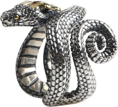 Vintage Gold Snake Ring - Adjustable, Black, Fashion Animal Ring for Women & Men