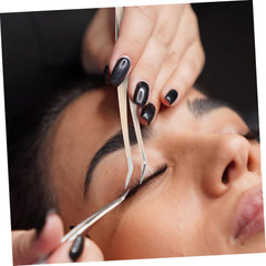 BESTYASH Stainless Steel Eyelash Tweezers for False Lashes Application Precision Tool for Lash Extensions and Eyelash Adhesive for Makeup Artists and Home Use