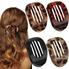 Oval-Shaped Flat Claw for Women-Strong Hold Lay Down Claw Clamps Hair Barrettes Alligator Clip-Flat Clips-Simple Elegant Duckbill Hair Clip for Thick Thin Hair (6Pcs Style A)