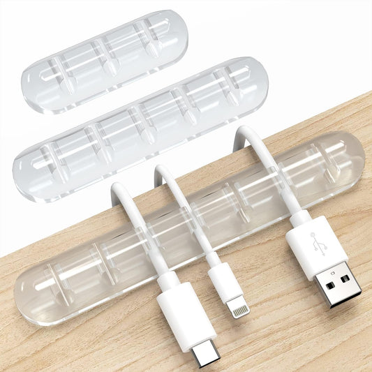 Cord Organizer, Clear Cable Organizer Cord Holder, Wire Organizer USB Cable Management Cord Keeper, 3 Packs Cable Clips for Car Home and Office (7, 5, 3 Slots)
