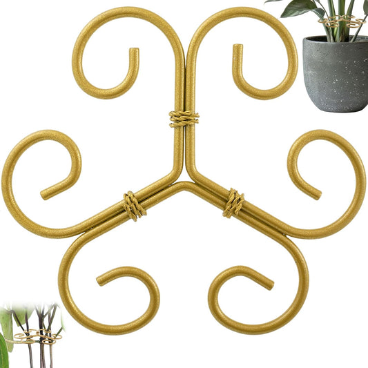 Climbing Houseplant Stem Supports, Plastic Plant Stem Holders, Reusable Flower Plant Growth Stakes Trellis Stem Growth Accessories for Garden Balcony- Gold