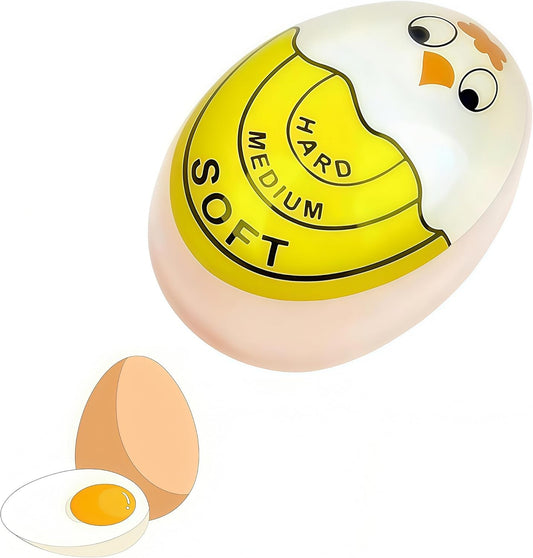 Color Changing Egg Timer for Boiling Eggs - Soft/Medium/Hard Boiled Doneness Indicator, BPA-Free Food-Safe Design, Easy-Read Yellow Timer, Nice Gift for Home Cooks