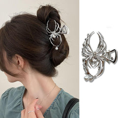 1 Pack Black Spider Hair Claw Clips Halloween Hair Clips for Women Strong Hold Metal Hair Jaw Clips Large Spider Pearl Exquisite Design Halloween Hair Barrette Clips for Costume Party Hair Decoration