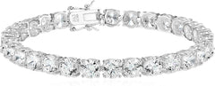Amazon Essentials Plated Sterling Silver Round Cut Cubic Zirconia Tennis Bracelet
