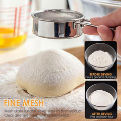 Flour Sifter for Baking,Stainless Steel Powdered Sugar Shaker Duster for Rapid Screening Of Flour,Apricot Flour,Sugar Powder,Powder With Other Ingredients