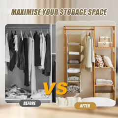 Hanging Closet Organizer, 6-Shelf Beige Storage Solution with Side Pockets for Clothes, Shoes, and Accessories, Closet Organizers and Storage, Send Goods from Local Warehouse