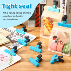 20 Pcs chip Bag Clips Plastic Food Bag Clips with Heavy Duty, Heavy Seal Grip Food Clip for Snack Storage Home Office School 3.07 x2.56 x 1.46 inch(Blue)