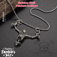 Men's Gothic Skull Necklace,Punk Pirate Style Skeleton Skull Necklace,Alloy Silver Suffer Disasters Captivity Biker Rock Halloween Jewelry Presents for Men and Women