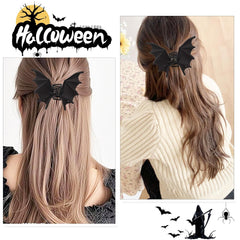 Halloween Bat Hair Clips for Women Black Bat Wing Hair Accessories Matte Metal Bats Claw Clips Goth Hairpins Gothic Medium for Thick Half Ponytail Barrettes Halloween Scary Party Costumes Favors 1Pcs