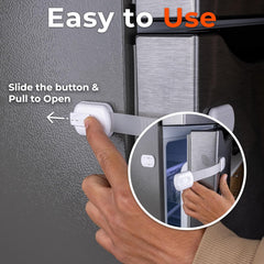 2-Pack Child Proof Fridge Lock with Adhesive - Adjustable Baby Proofing Straps - Refrigerator Lock for Kids - Freezer Latch to Keep Door Closed - for Toddlers, Cats, & Dogs - Universal Compatibility