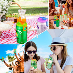 4 Pcs Soda Can Lids with Straw: Reusable Straw Soda Can Lid for Fizzy Drinks - Leak-Proof Covers for Standard Cans – Colourful Can Tops for Cola, Juice, Beverage