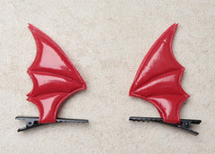 SOWAKA 1 Pair Bat Wings Hair Clips for Halloween Horror Devil Goth Ear Hairpins Hair Barrettes Accessories for Women Adults Cosplay Props Party Costume (Red)