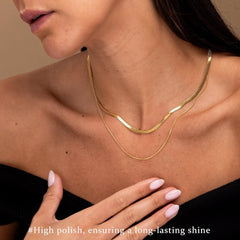 Layered Necklaces for Women,Dainty Gold Necklace for Women Trendy Gold Plated Necklace Set Stack Cuban Link Paperclip Chain Herringbone Jewelry Gifts 3Pcs