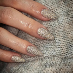 KQueenest Cat Eye Light Pink Press on Nails Medium Almond, 30 Pcs Glitter Nude Pink Fake Nails Press ons, Sparkly Acrylic Nails with UV Coating, Reusable Glue on Nails for Women Summer