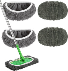 Reusable Microfiber Mop Pads Washable Wet Pads Compatible with Swiffer Sweeper Refills Pads for Wet & Dry Sweeping Cloths Mop Head Replacement for Household Cleaning (4PCS)