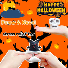 Spooky Halloween Stress Balls (1-Pack) Skull Squishy Squeeze Ball Toys, Halloween Toys, Stretchy Skull Stress Relief Balls, Squishy Demon Bats Pop It Ball Fidget Toy for Kids and Adults.