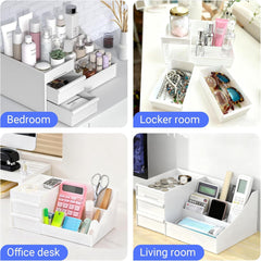 Makeup Organizer with Drawers, Cosmetic Organizer for Vanity Dresser Bathroom Countertop, Large Capacity Makeup Organizer for Skincare, Lipstick, Palettes, Perfume & Brush Display Holder