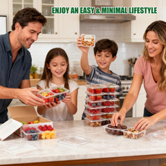 Reusable Snack Containers with Lids, Plastic Transparent 2-Compartment Condiment Containers with Lid for Salad Dressing, Snack, Sauce Dipping Portion Control Deli Food Containers Local Stock