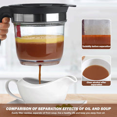 Fat Separator with Strainer and Bottom Release 33 oz Gravy Grease Separator for Cooking Healthier Gravy