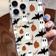 Popular Halloween Bat Mobile Phone case for iPhone 16 15 17 Air Pro Max 14 Customize Pattern Transparent Coque Back Cover